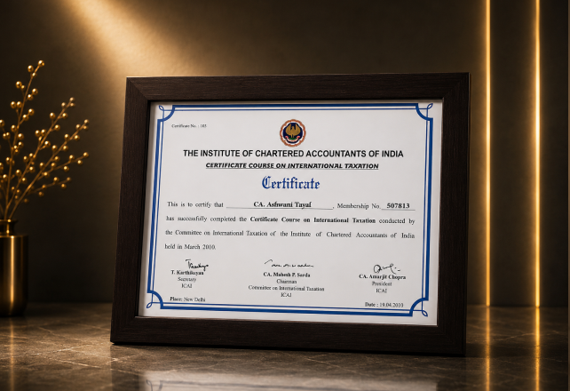 International Taxation Course Certificate